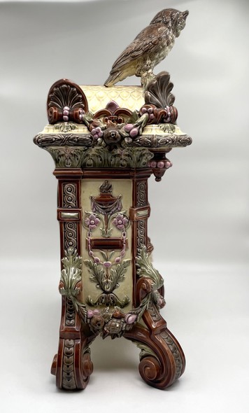 Antique clock "Owl", majolica