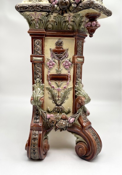 Antique clock "Owl", majolica