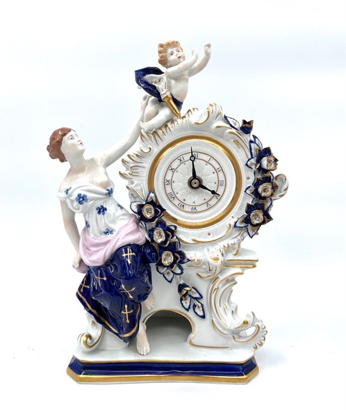 Porcelain clock and lamp