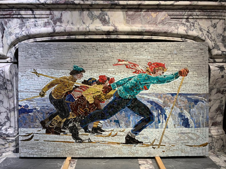 Mosaic panel "Skiers"