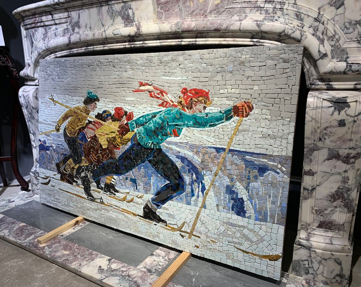 Mosaic panel "Skiers"