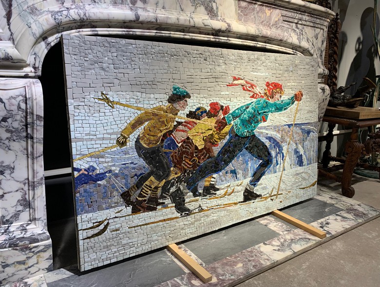 Mosaic panel "Skiers"