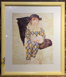 Vintage lithograph "Paul dressed as Harlequin"
