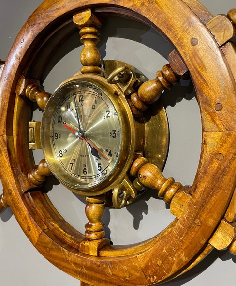 Brass On Wood Ship's Porthole Clocks -Smaller Version