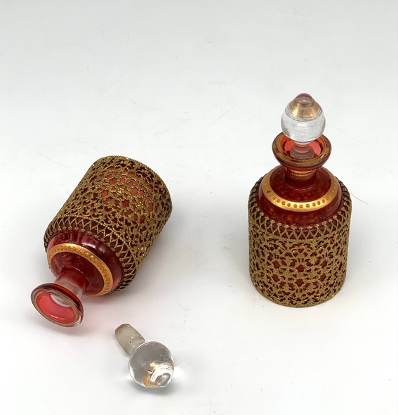 Vintage paired perfume bottles