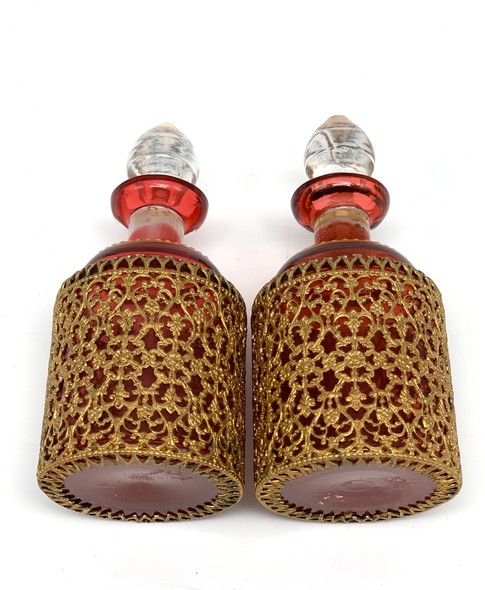 Vintage paired perfume bottles