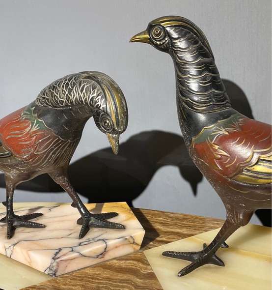 Antique sculpture composition "Pheasants"