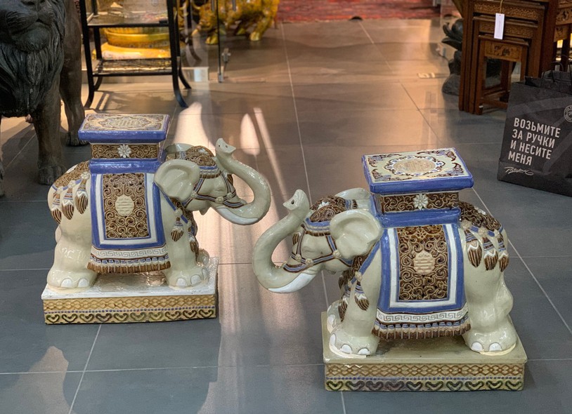 Antique pair sculptures "Elephants"