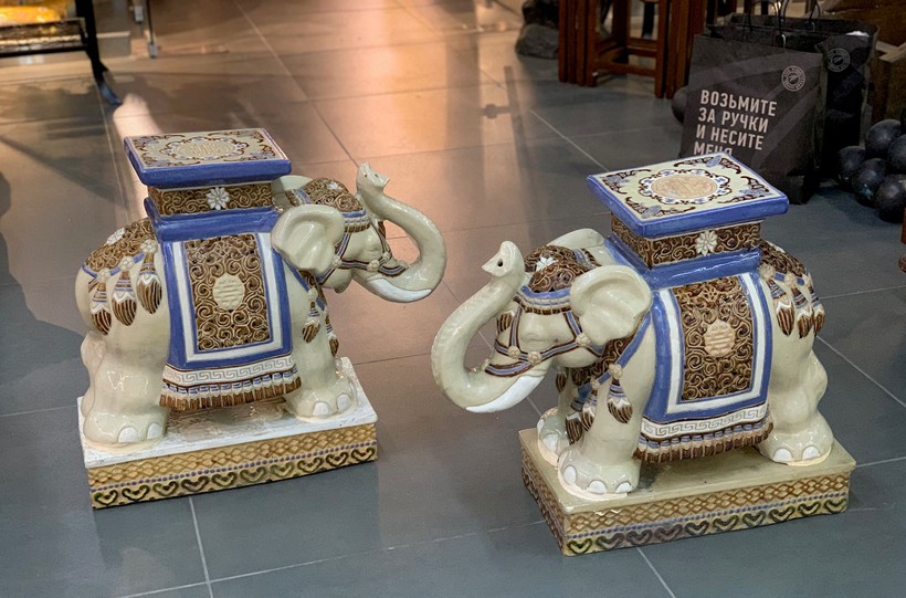 Antique pair sculptures "Elephants"