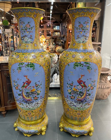 Antique cloisonne vases, China