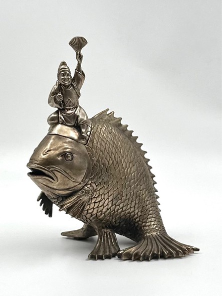 Antique sculpture "Ebisu on the carp"