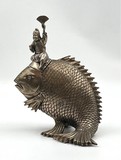 Antique sculpture "Ebisu on the carp"
