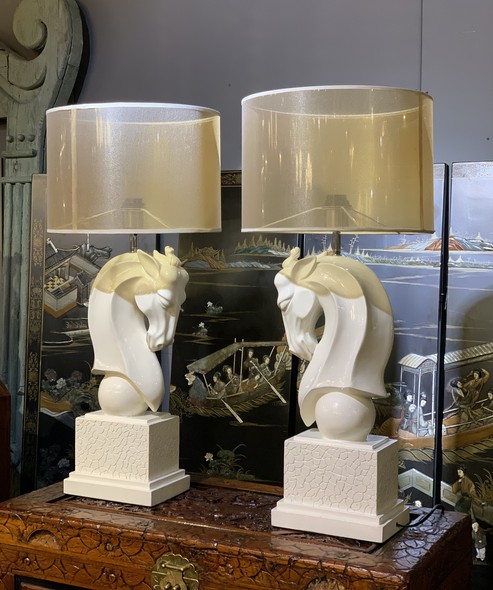 Vintage pair lamps "Horses"