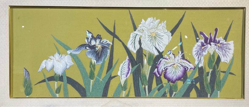 Antique painting with irises