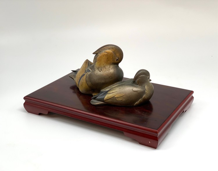 Antique sculpture "Mandarin Ducks", 1930s.