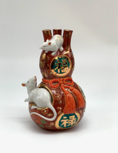 Vintage porcelain sculpture "Mice", Kutani-yaki