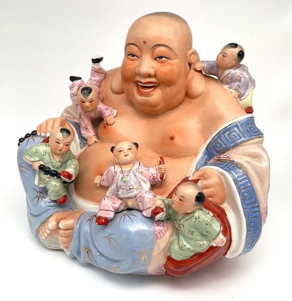 Vintage sculpture "Buddha with children"