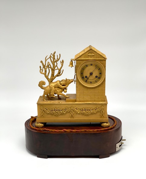 Антикварные каминные часы «Барри, сенбернар»