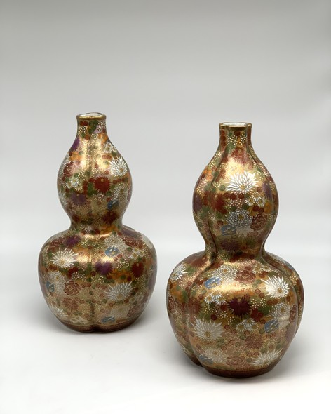 Pair antique pumpkins vases