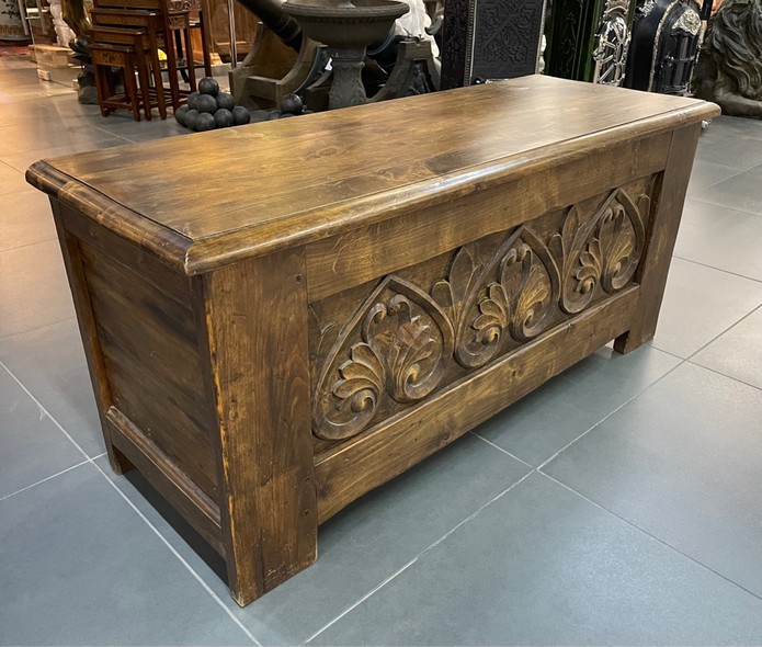 Antique chest with lotuses