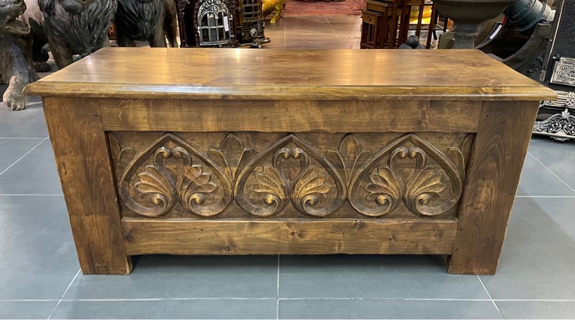 Antique chest with lotuses