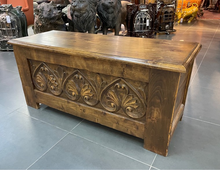 Antique chest with lotuses