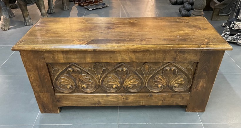 Antique chest with lotuses