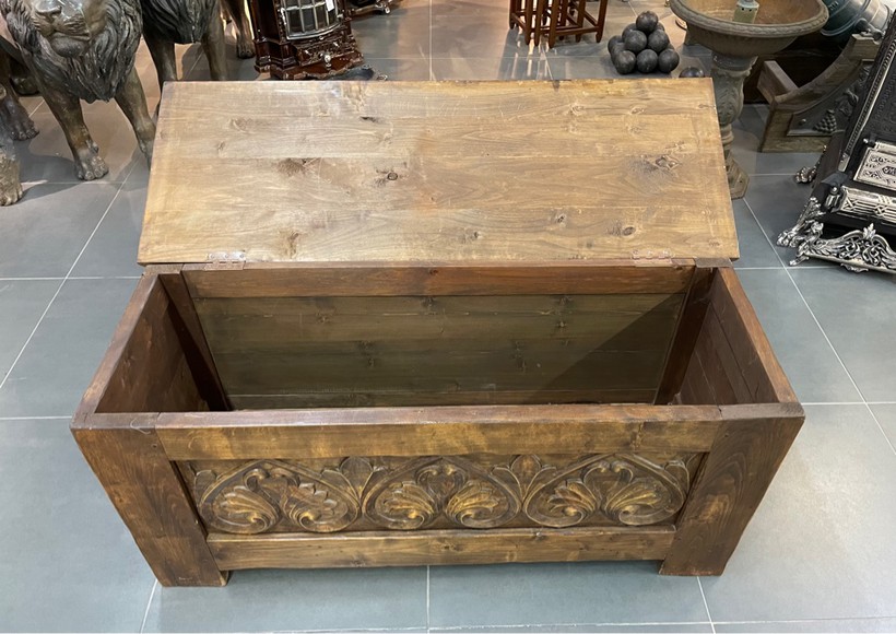 Antique chest with lotuses