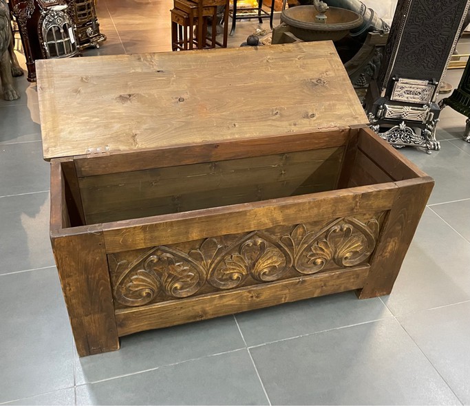 Antique chest with lotuses