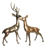 A pair of antique sculptures "Deer and Fallow Deer"
