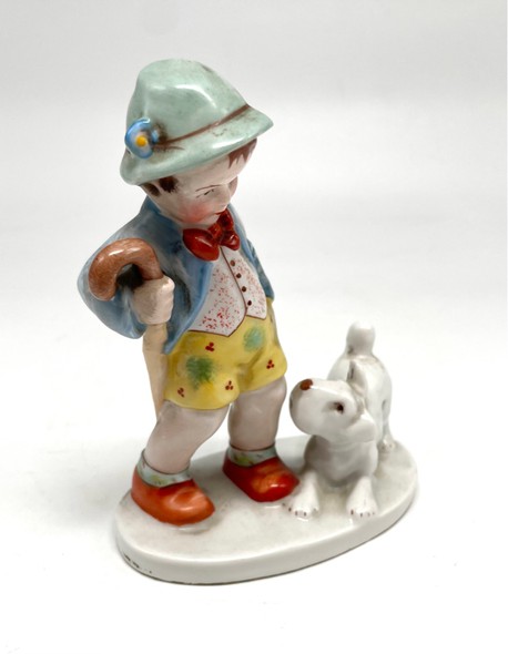 Винтажная статуэтка "Мальчик с собакой"