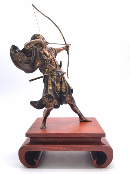 Antique sculpture "Samurai with a bow"