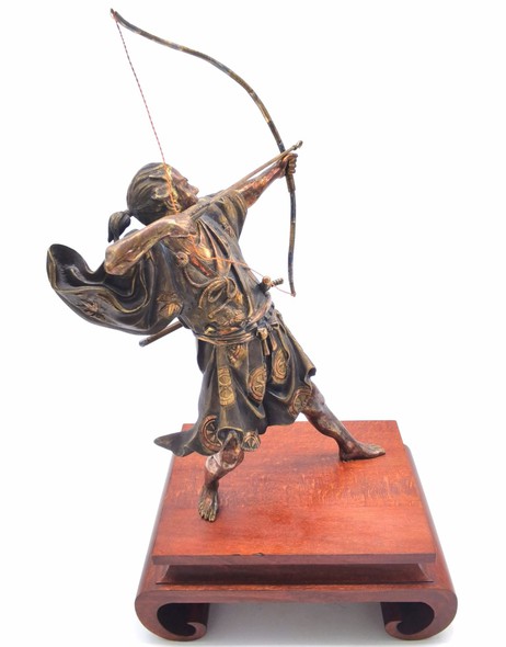 Antique sculpture "Samurai with a bow"