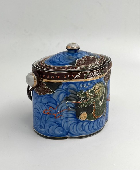 Antique biscuit bowl with dragon, Satsuma