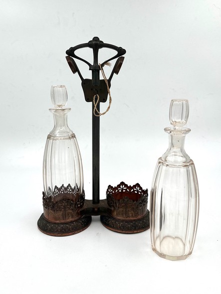 Antique pair of crystal decanters