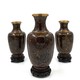 Antique set of 3 vases, cloisonne
