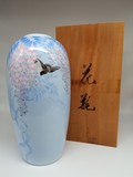 Винтажная ваза «Глицинии и птица» Фукагава