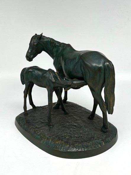 Antique sculpture "Mare with foal"