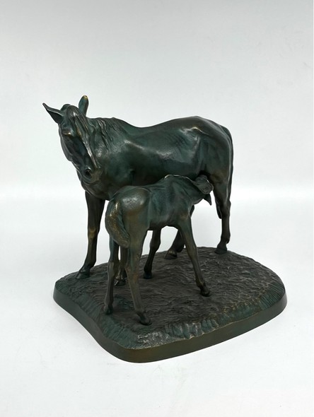 Antique sculpture "Mare with foal"