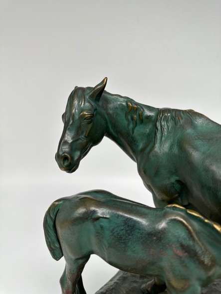 Antique sculpture "Mare with foal"