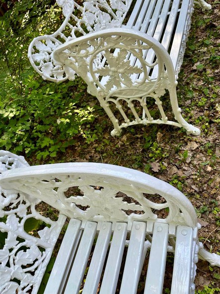 Pair cast iron benches