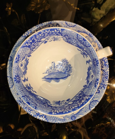 Antique cup and saucer blue Camilla porcelain