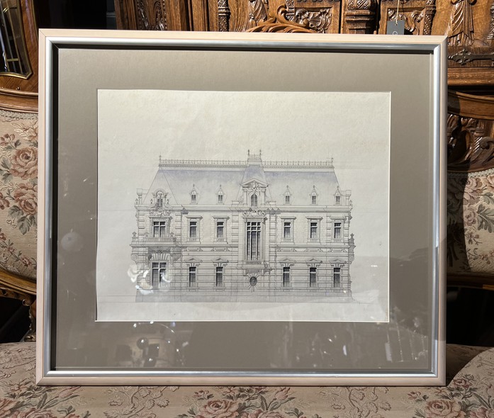 Antique engraving "Office Building"