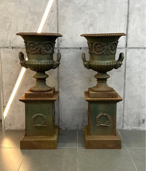 Antique pair of flowerpots