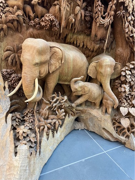 Sculpture sculptée Vintage " Éléphants»