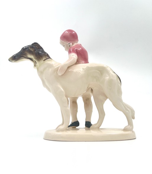 Antique statuette "Girl with a greyhound"