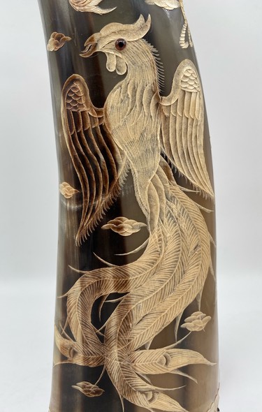 Antique horn composition "Phoenix and Dragon"