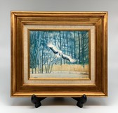 Vintage painting "Crane taking off"