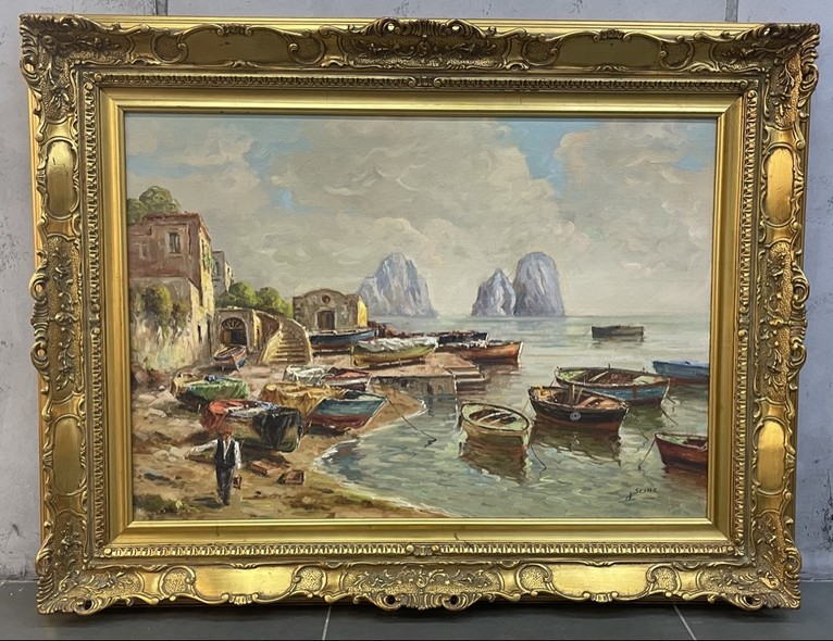 Antique painting
"Pier, Capri Island"