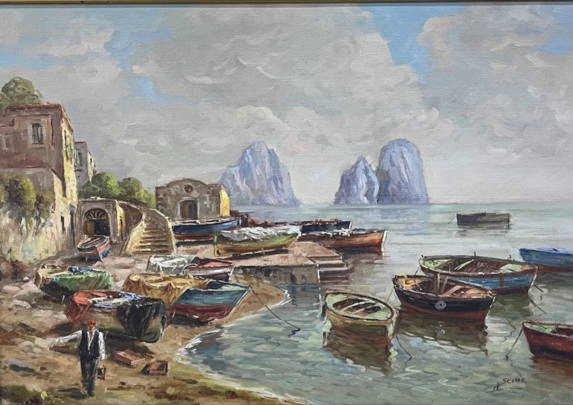 Antique painting
"Pier, Capri Island"